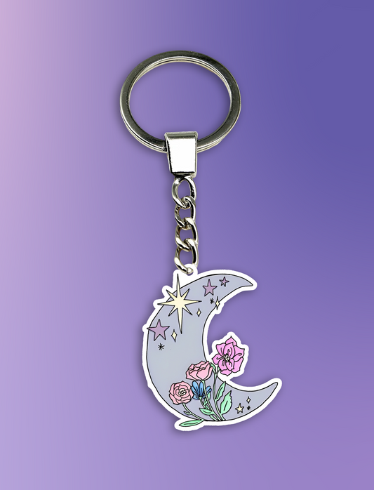 Cute Moon With Flowers