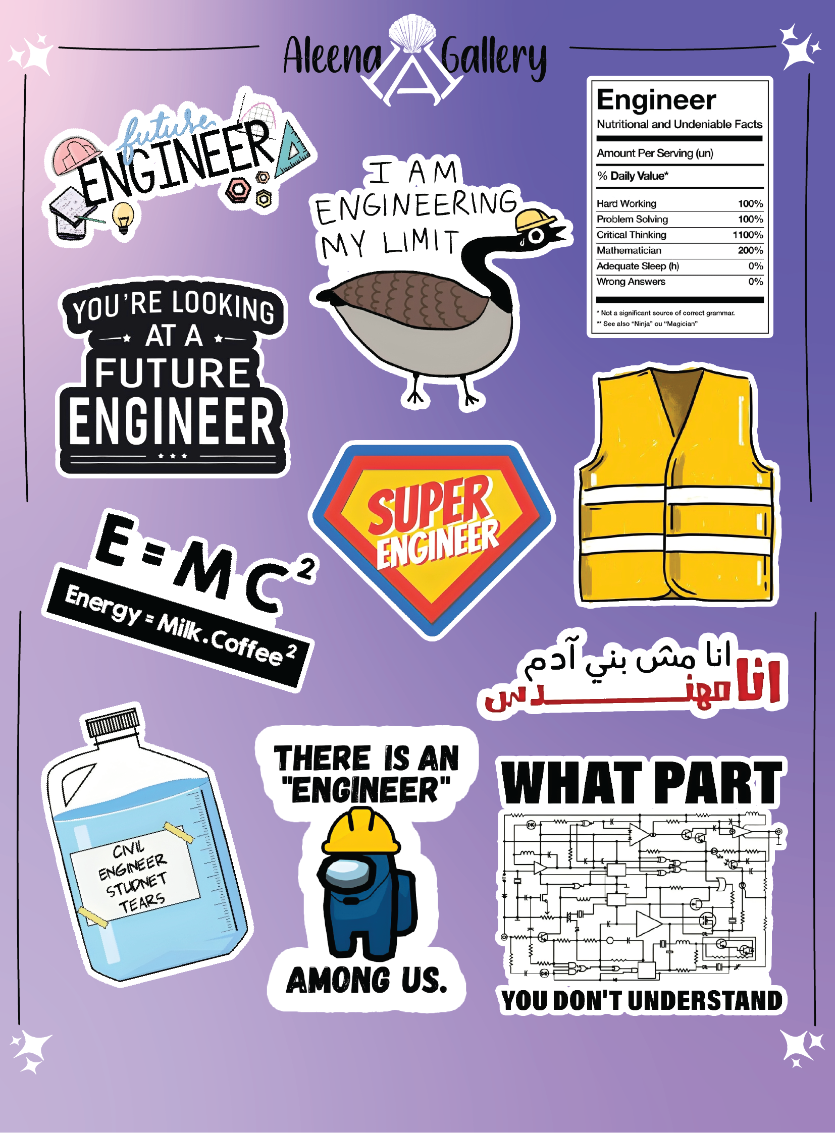 Engineer Sheet Stickers – Aleena Gallery